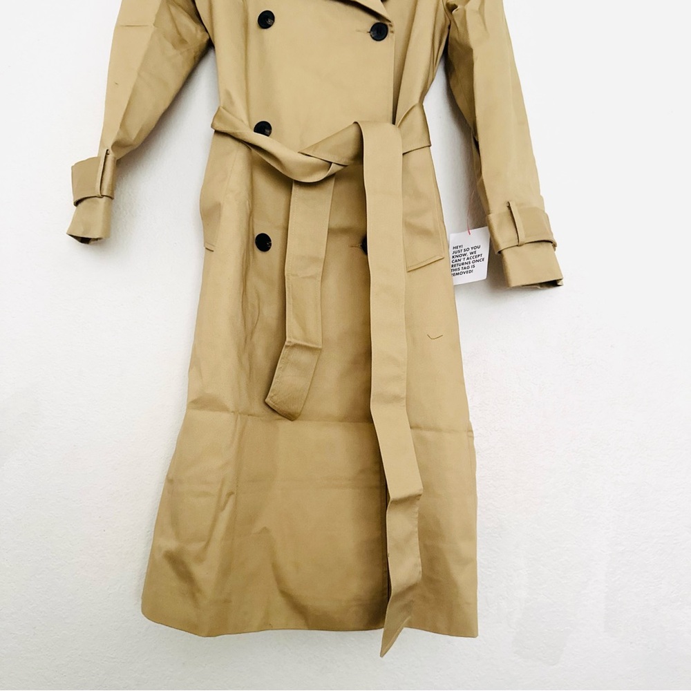 ASOS DESIGN Longline Trenchcoat in Khaki Size 8 Tall - Picture 10 of 16